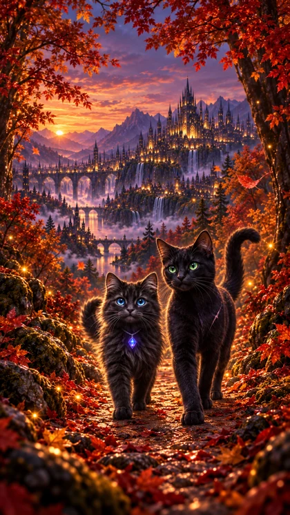 Herbst mit Pieps und Lyra – Handy-Wallpaper