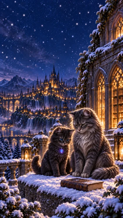 Winter mit Pieps und Eldrin – Handy-Wallpaper